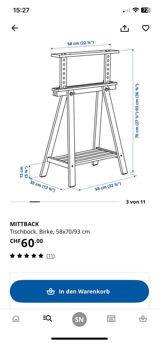 Ikea Altri mobili per ufficio: Tischbein/ -bock (Ikea: Mittback) – Nuovo (secondo la descrizione) da Trimbach venduto da pin_dsm9 3