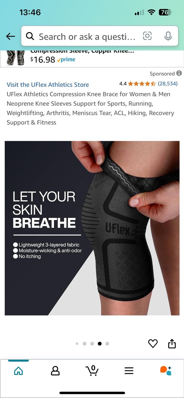 Attrezzature mediche: Uflex Athletics Knee Compression Sleeve Support – Nuovo (secondo la descrizione) da Basel venduto da ann_7w6q 5