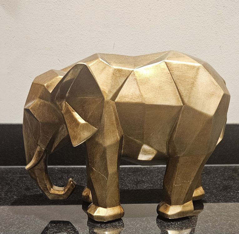 elefant-figur-skulptur-gold-deko-polygon-20cm-modern-design-kaufen