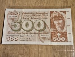 500 Franken Banknote 1973 - tolle Serien-Nr. 9P 35555