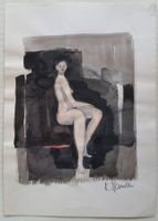 Erotica Zeichnung (I): Sitzender Akt, um 1980