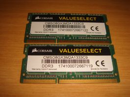 2 stück 4gb ddr3 10600 (1333) RAM für Laptop.