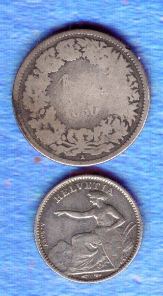 Toutes les monnaies: Schweizer münzen 2 stück 1850 – D'occasion à Leibstadt par baroc333 1