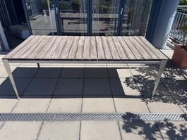 Grosser Gartentisch (220x100) - Edelstahl & Massivholz