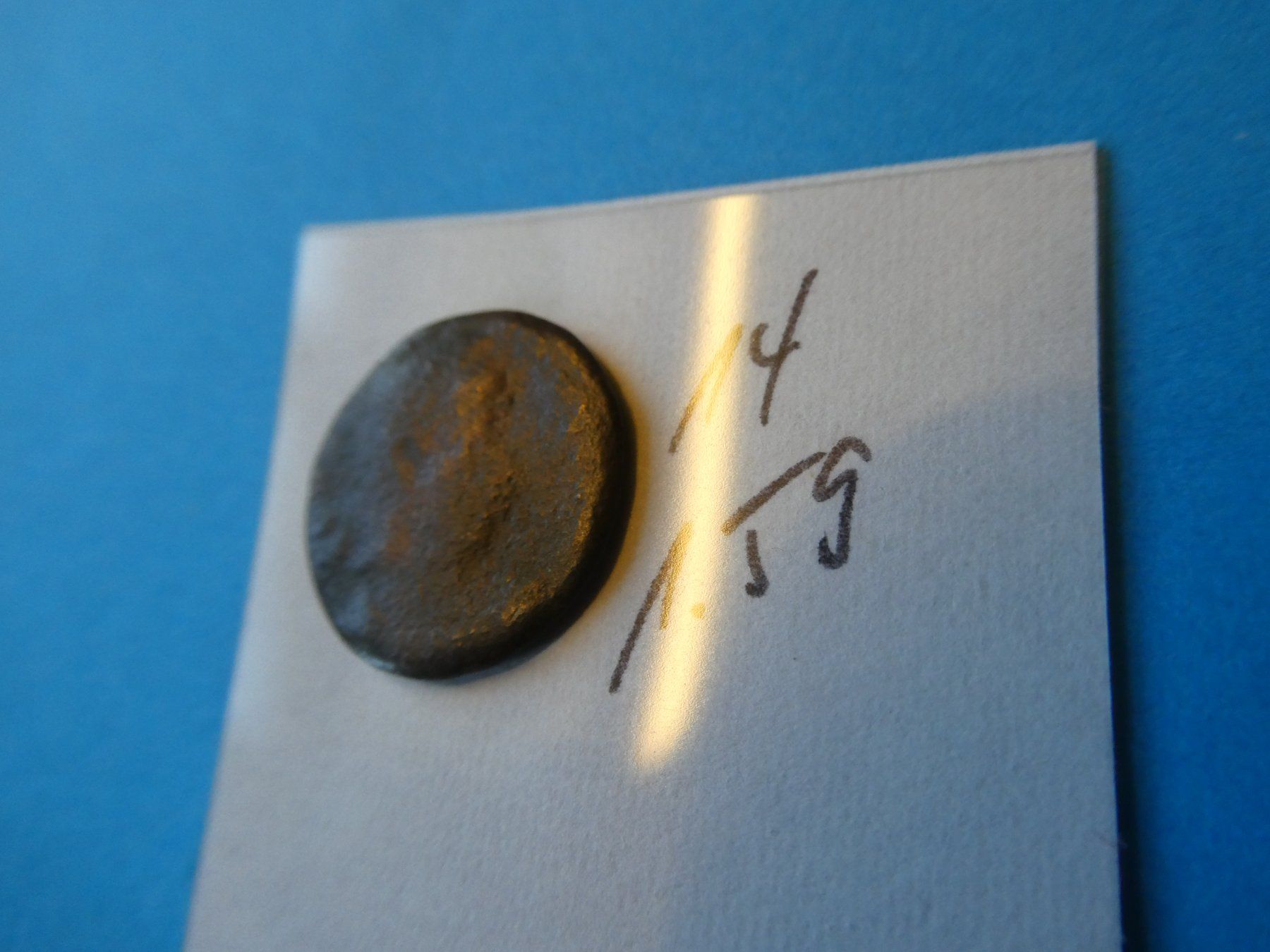 Alle Münzen: uralte  Bronzemünze 14 mm     1.59  g – Gebraucht aus Hinterforst von rohusri 1