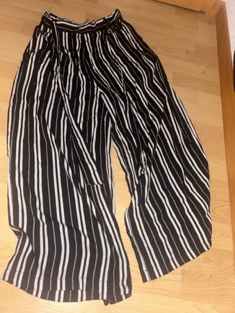 Pantalon large femme rayé noir blanc, taille M