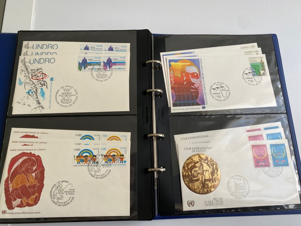 Alle Briefmarken: Ersttagsbriefe Vereinte Nationen 1974-1979 – Gebraucht aus Canobbio von cog_bp5c 8