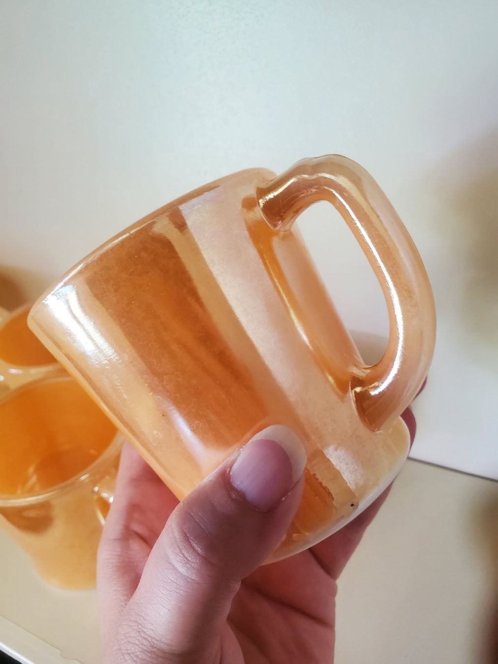 Tazze: Tasse Fire King peach luster – Usato da Rennaz venduto da La_malle_du_dauphin
