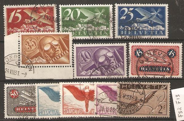 Alle Briefmarken: F 3-13 (glatt/lisse) gest. – Gebraucht aus Lausanne von Whorvath