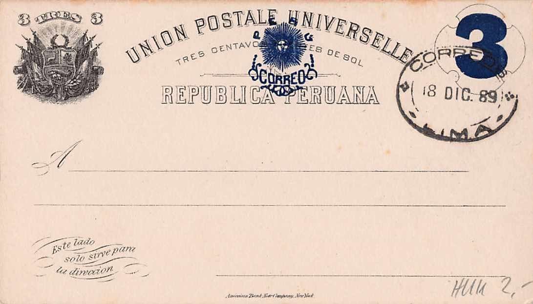 Tous les timbres: seltene Ganzsache PERU 1889 – D'occasion à Winterthur par SchatzchischtliWinti