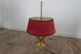 Schöne Vintage 3-Birnen Lampe RUEL mit roten Lampenschirm