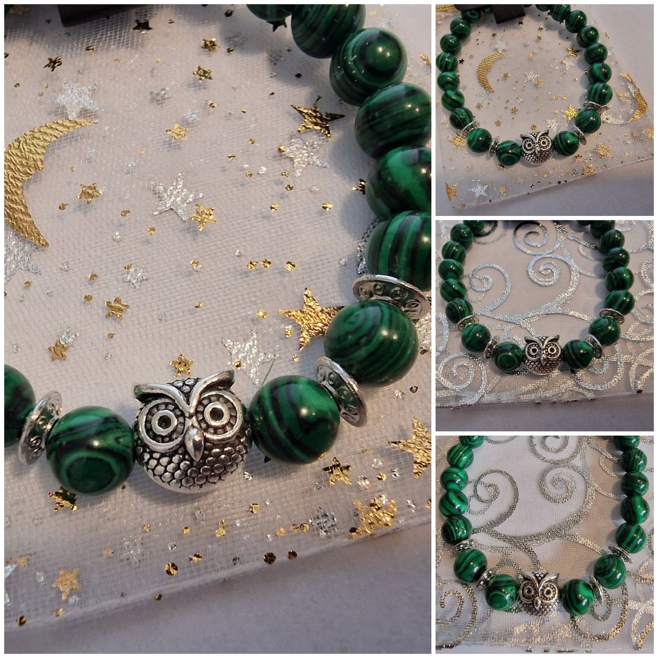 Bracciali & Braccialetti: Malachit Armband mit Eule Anhänger🦉/Neu – Nuovo e nell'imballaggio originale da Arbon venduto da sar_l7ll