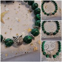 Malachit Armband mit Eule Anhänger🦉/Neu
