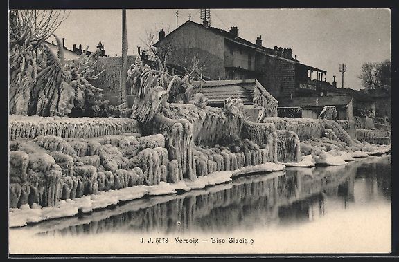 Cartoline postali: Versoix, Bise glaciale, Eislandschaft am – Usato da Berlin venduto da bartko-reher