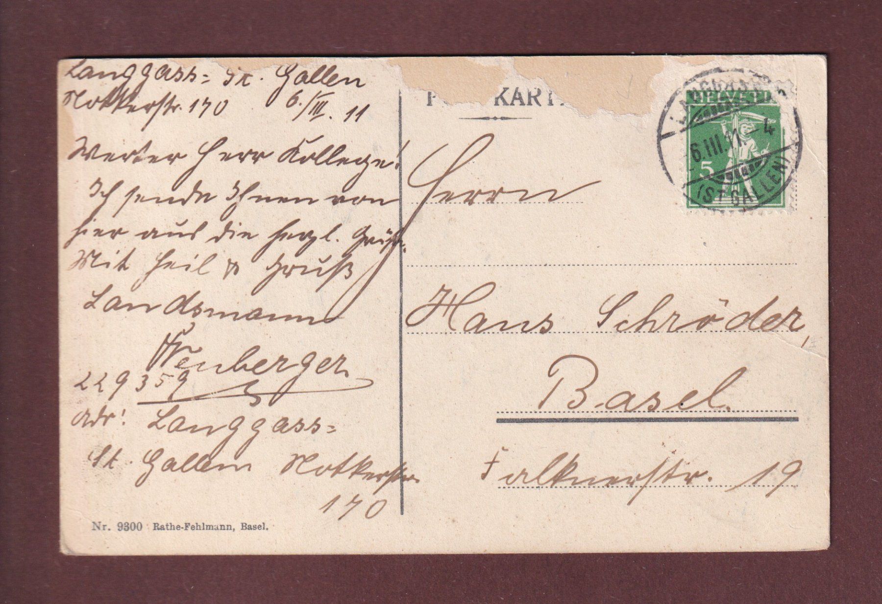 Ansichtskarten: ST. GALLEN - Westquartier - Säntis - 1911 // Eckbug // – Gebraucht aus Pully von nicecards 1