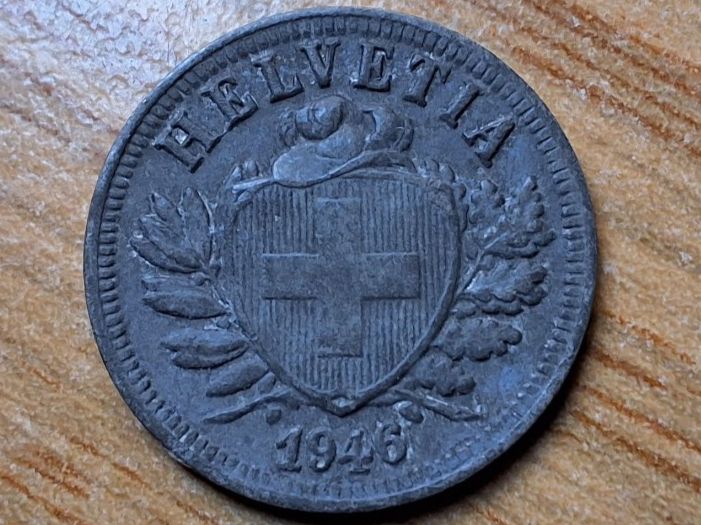 Tutti le monete: 2 Rappen 1946 - Zink - Selten! – Usato da Münchenstein venduto da purbach1