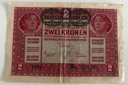 2 Kronen Banknote Österreich-Ungarn 1917 guter Zustand