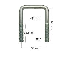 2x Gewindebügel Bügel U-Bolzen 45x60 M10 Boot Schraube Anhän