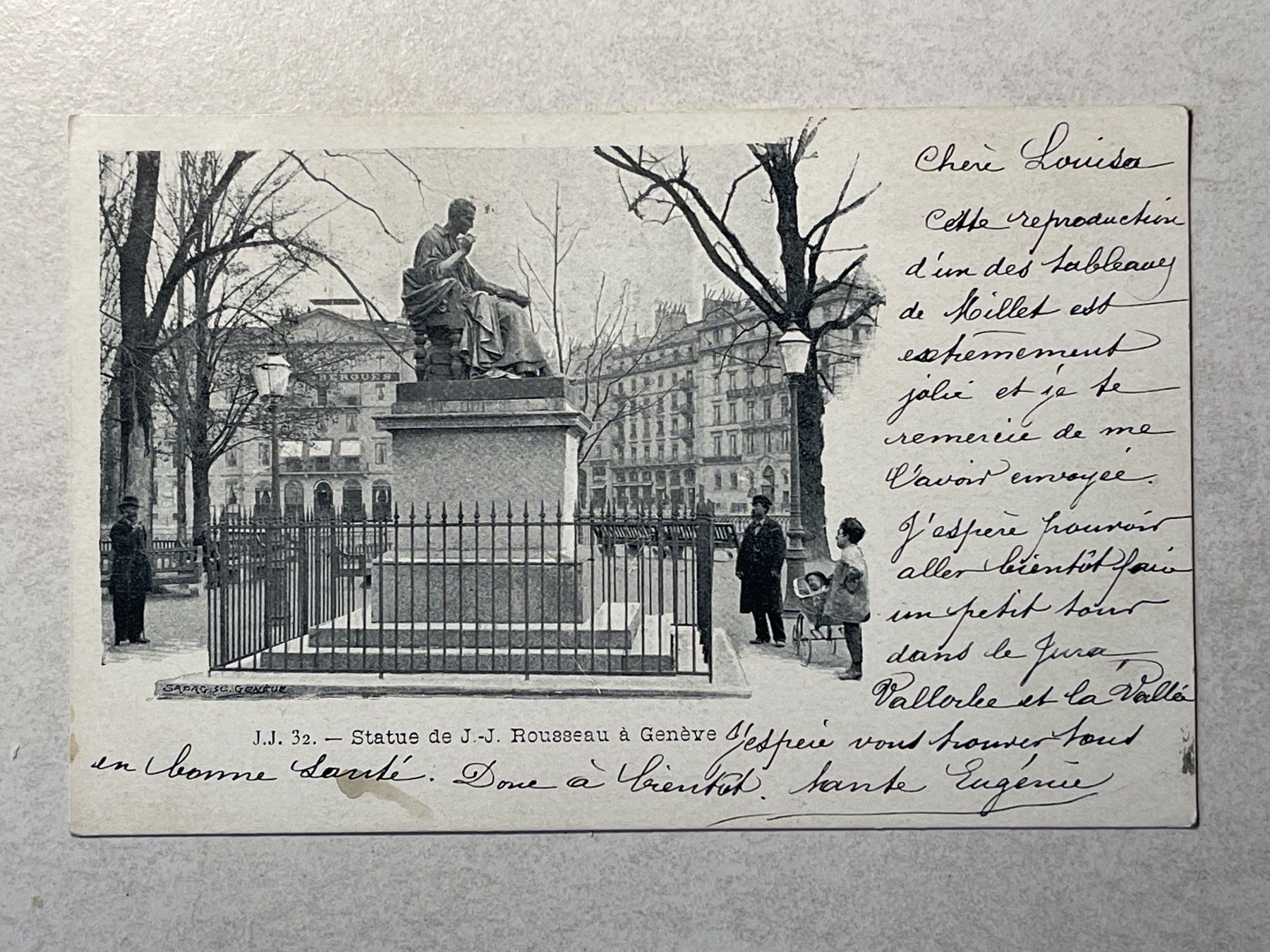 Cartoline postali: Alte Ansichtskarte Genf - Statue Jean-Jacques Rousseau – Usato da Strengelbach venduto da Aschatan5