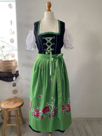 edles, langes Dirndl  in schwarz/grün in Gr. 36 *NEU*
