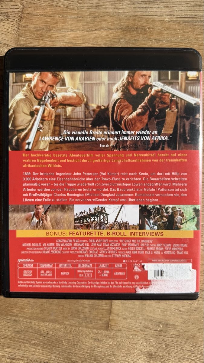 Tutti i DVDs: The Ghost and the Darkness - Blu-ray - Michael Douglas – Usato da Lugano venduto da bad_2t9b 1