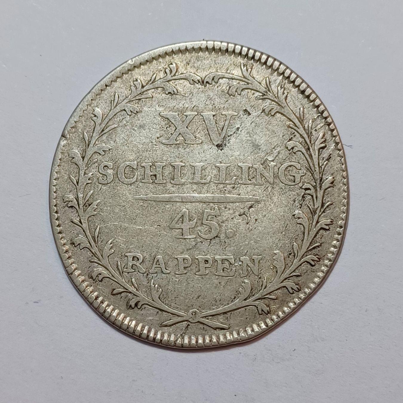 Tutti le monete: 15 Schillinge 1807 Glarus – Usato da Pfäffikon ZH venduto da Schweizer_Muenzen