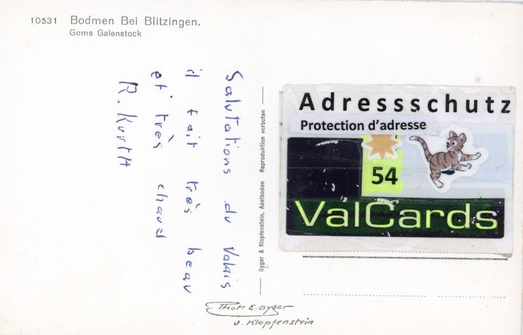 Cartoline postali: Blitzingen  VS  -   BODMEN   mit Galenstock – Usato da Brig venduto da Valcards54 1