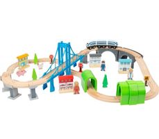 Holzeisenbahn mit Brücken 52 Teile