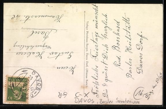 Cartes postales: Davos, Basler Sanatorium aus der Vogelsc – D'occasion à Berlin par bartko-reher 1