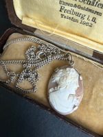 Antike Silber Kette mit Gemme Anhänger 800