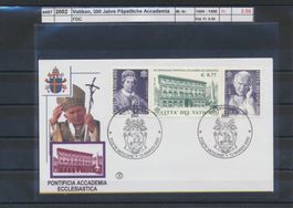 2002 Vatikan, "300 Jahre Päpstliche Accademia", FDC