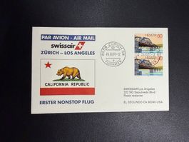 Swissair Erstflugbrief Zürich-Los Angeles 1991