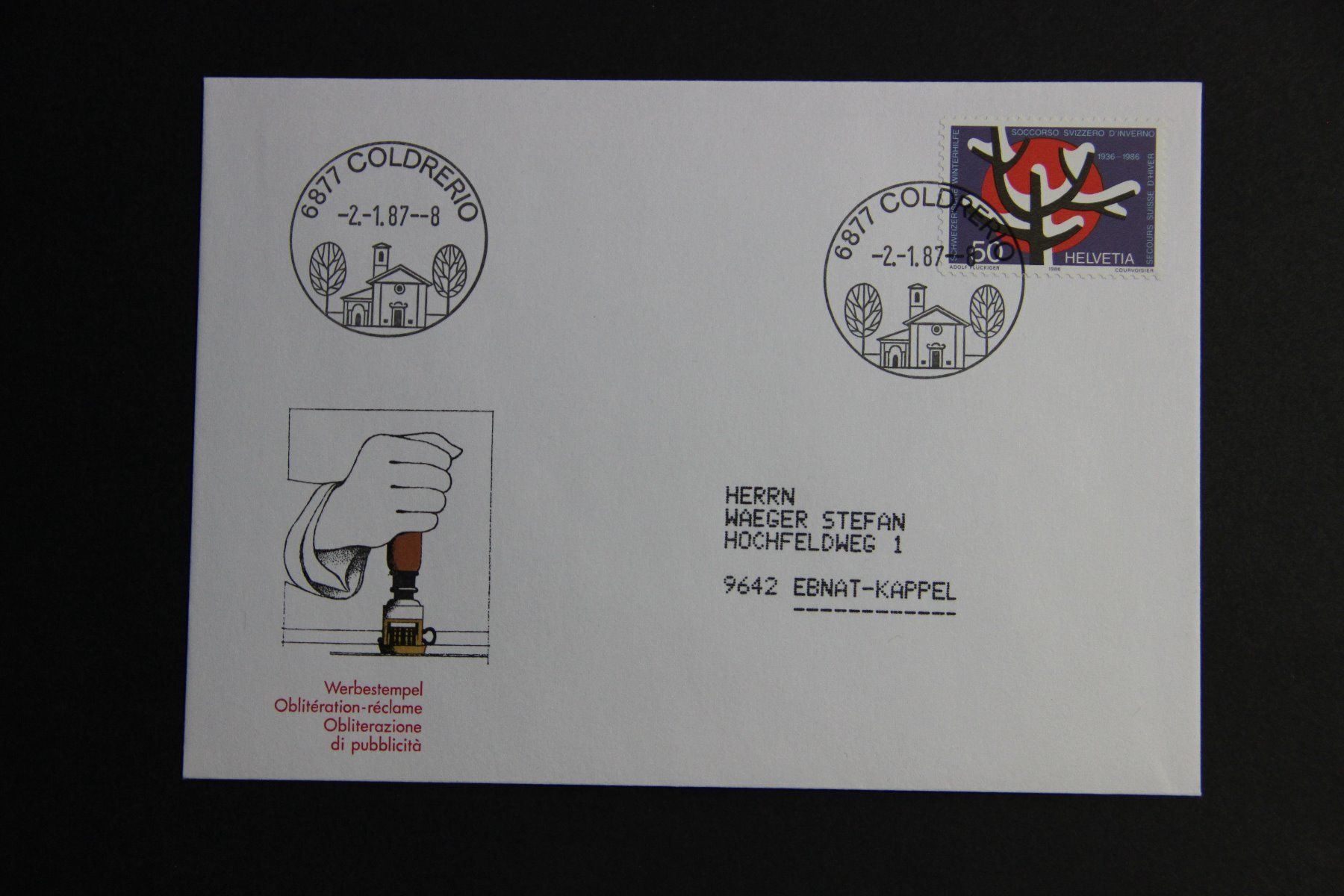 Tous les timbres: Schweiz 1987 - 6877 Coldrerio – Neuf (Voir description) à Jona par Southafrica07