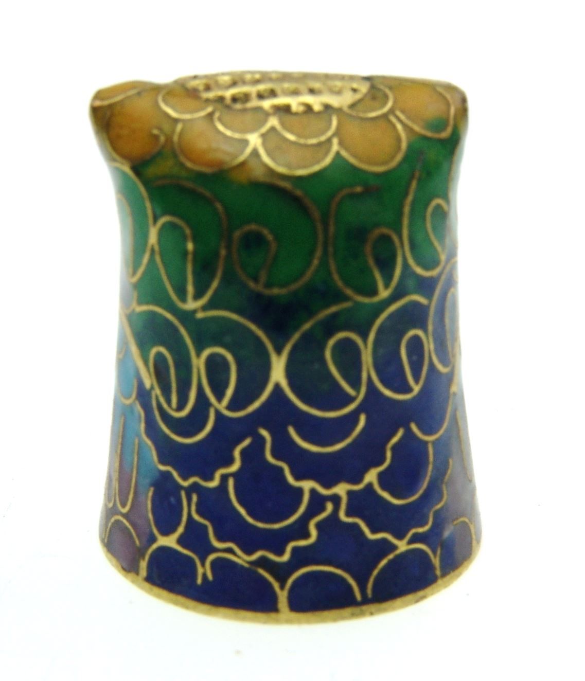 Ditali: Fingerhut - Cloisonne Uhu - Eulenkopf 1 – Usato da Langenthal venduto da hamster-raeumung 2