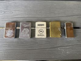5 ZIPPO Neu u. alt teilweise gebraucht Sammlerstücke 