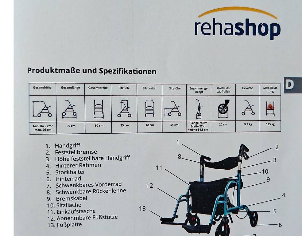 Ausili per la deambulazione: Massiver Transport Rollator  – Usato da Klingnau venduto da wal_68wl 1