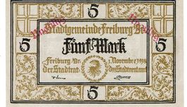 Freiburg Breisgau 5 Mark 01.11.1918 VZ+-VZ++