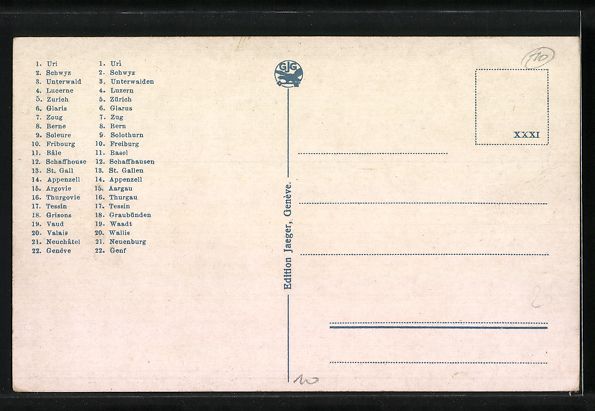 Cartoline postali: Schweizer Landkarte mit Trachten nach Or – Usato da Berlin venduto da bartko-reher 1