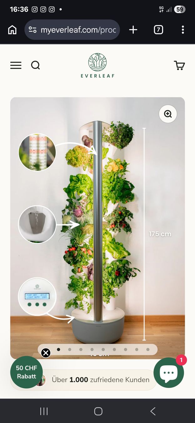 Vasi per fiori: Everleaf Garden Vertikaler Garten Hydroponik System weissneu – Nuovo (secondo la descrizione) da Menzingen venduto da vannessa.studer