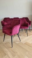 6 Stuehle Samt Esszimmer Stuhl Farbe Bordeauxrot 60x61x83cm