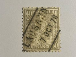 1878 Sitz. Helvetia weisses Papier, ZNr.42, Bahnhofs Stempel