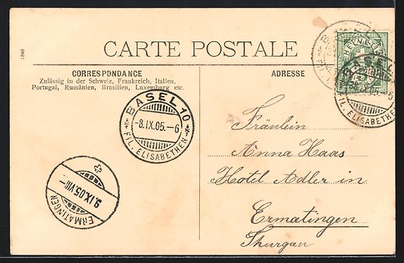 Cartoline postali: AK Basel, Markt mit Rathaus, 1905 – Usato da Berlin venduto da bartko-reher 1