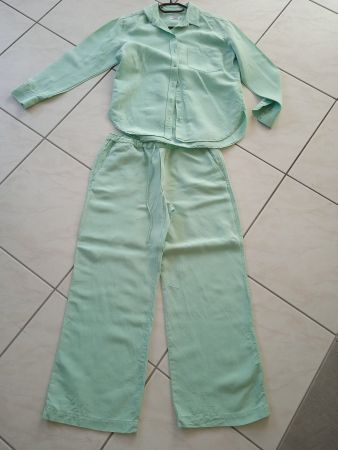 Zwei-Teiler Hose mit Bluse in Mintgrün von Hessnatur