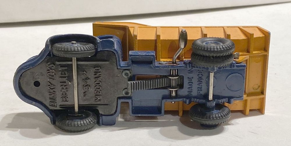 Dinky Toys 34A Berliet Benne Carrières, échelle 1:43, Bleu, Bon état Avec Boîte