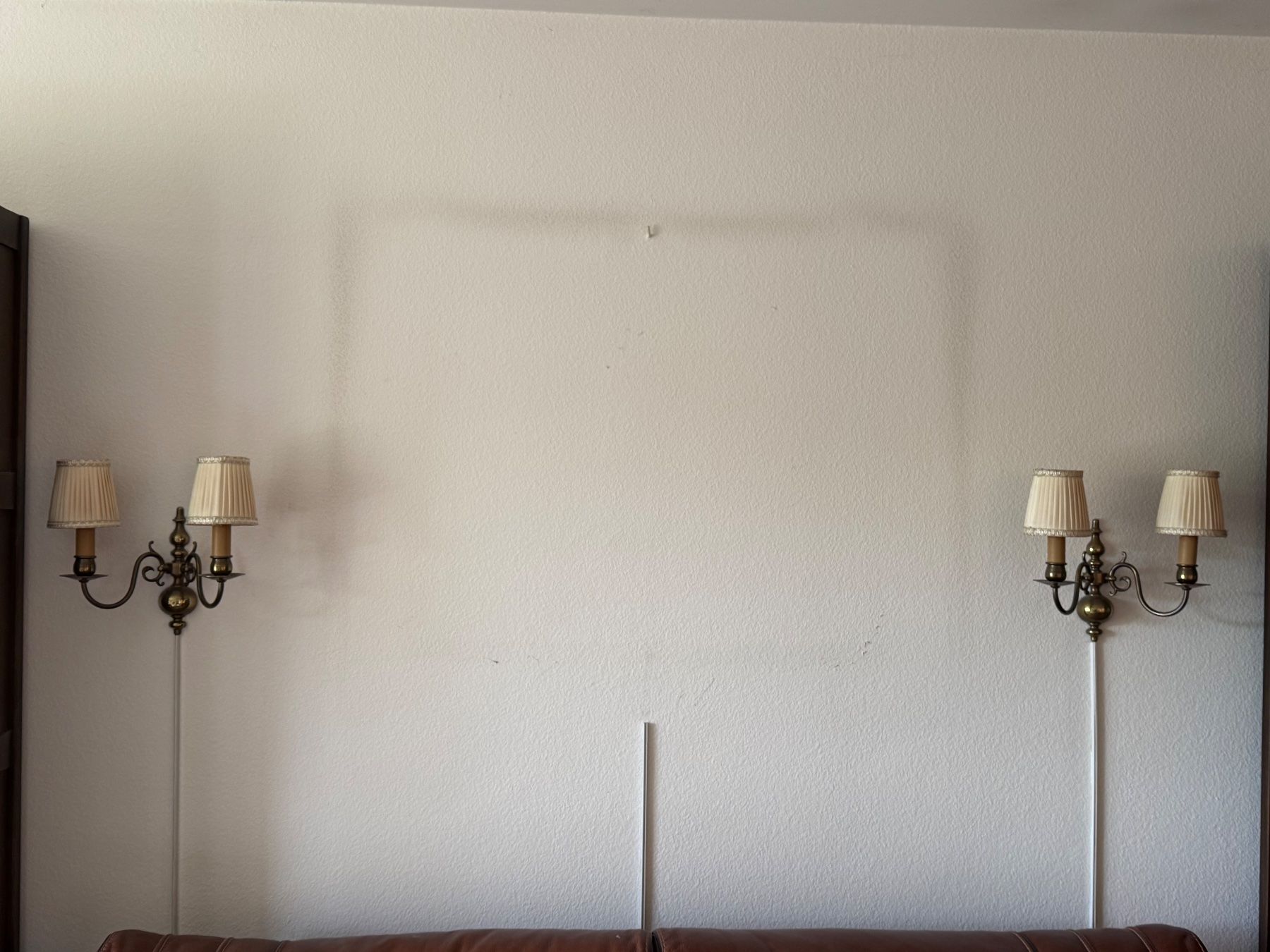 Lampade: 2 elegante Messing-Wandlampen mit Stoffschirm – Usato da Itingen venduto da uhu777