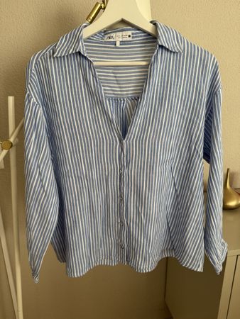 Zara Bluse gestreift Baumwolle blau weiss Grösse S