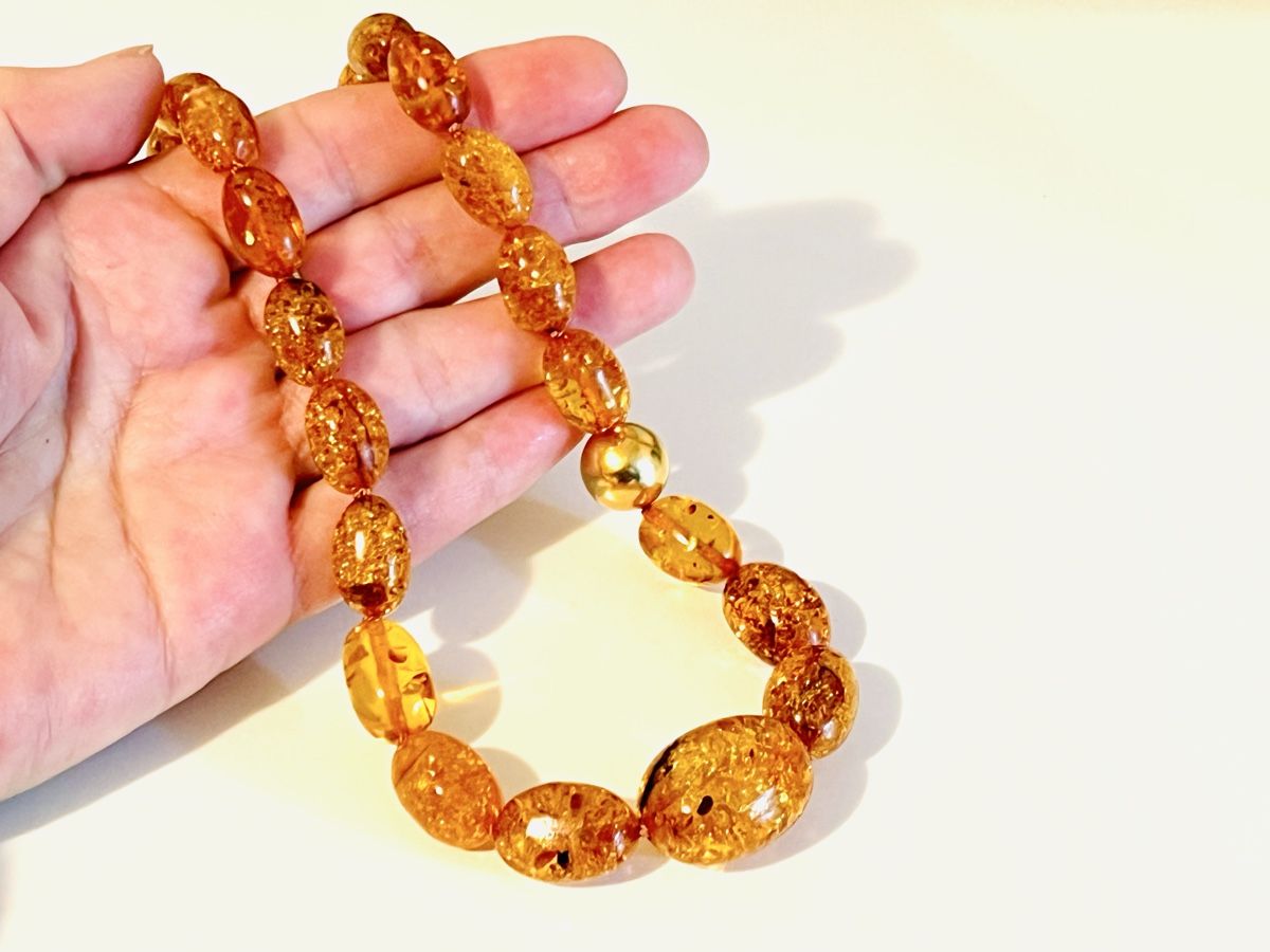 Catenine: Authentic Baltic Amber Necklace - Gold Plated Silver – Nuovo e nell'imballaggio originale da Rüschlikon venduto da ThereseJewelryDesign 6