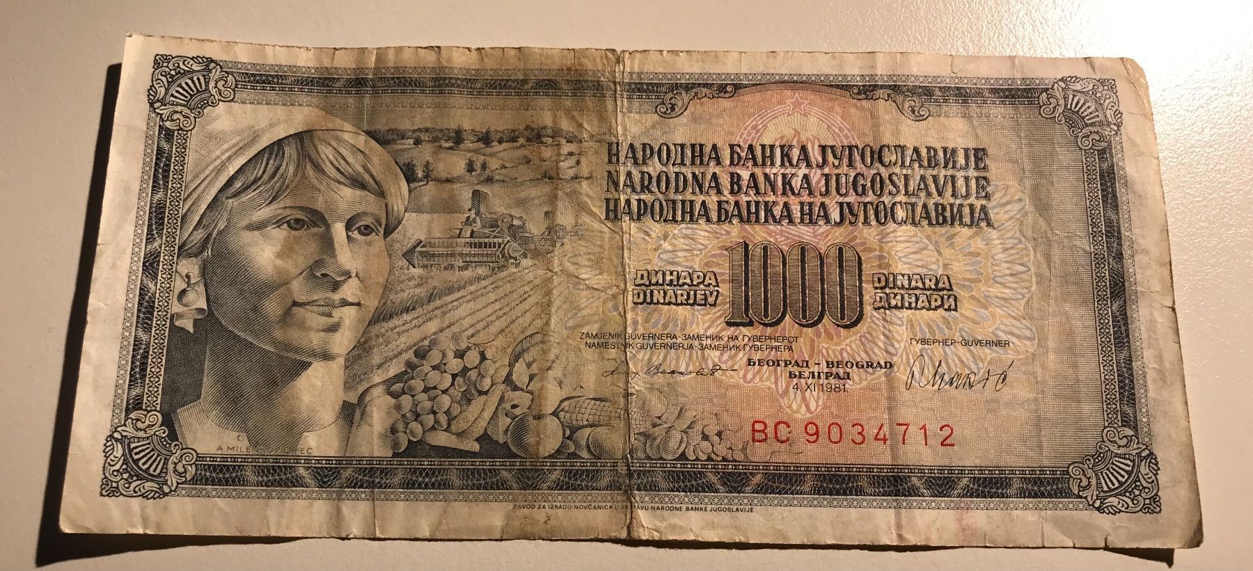 Banconote: Jugoslawien 1000 Dinara 1981 – Usato da Algetshausen venduto da Carrhard