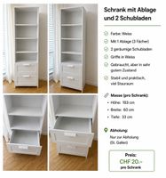 Schrank weiss mit Ablagefächer und 2 Schubladen