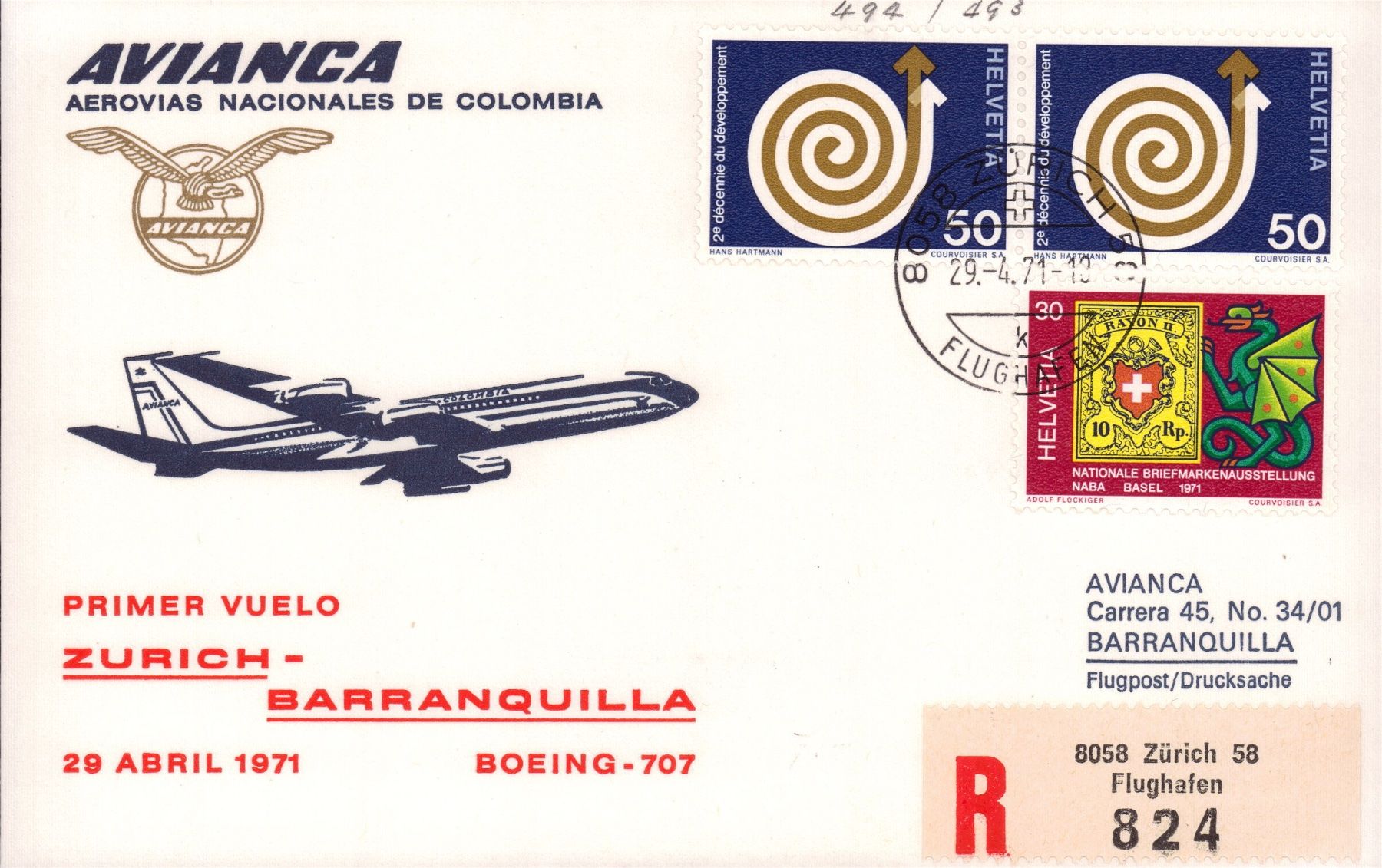 Tutti i francobolli: Briefe Erstflug Lot - Avianca - diverse Destinationen – Usato da Eggersriet venduto da glasshouse3egg 4